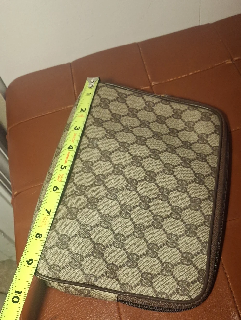 Gucci Beige and Brown GG Supreme Toiletry Pouch
